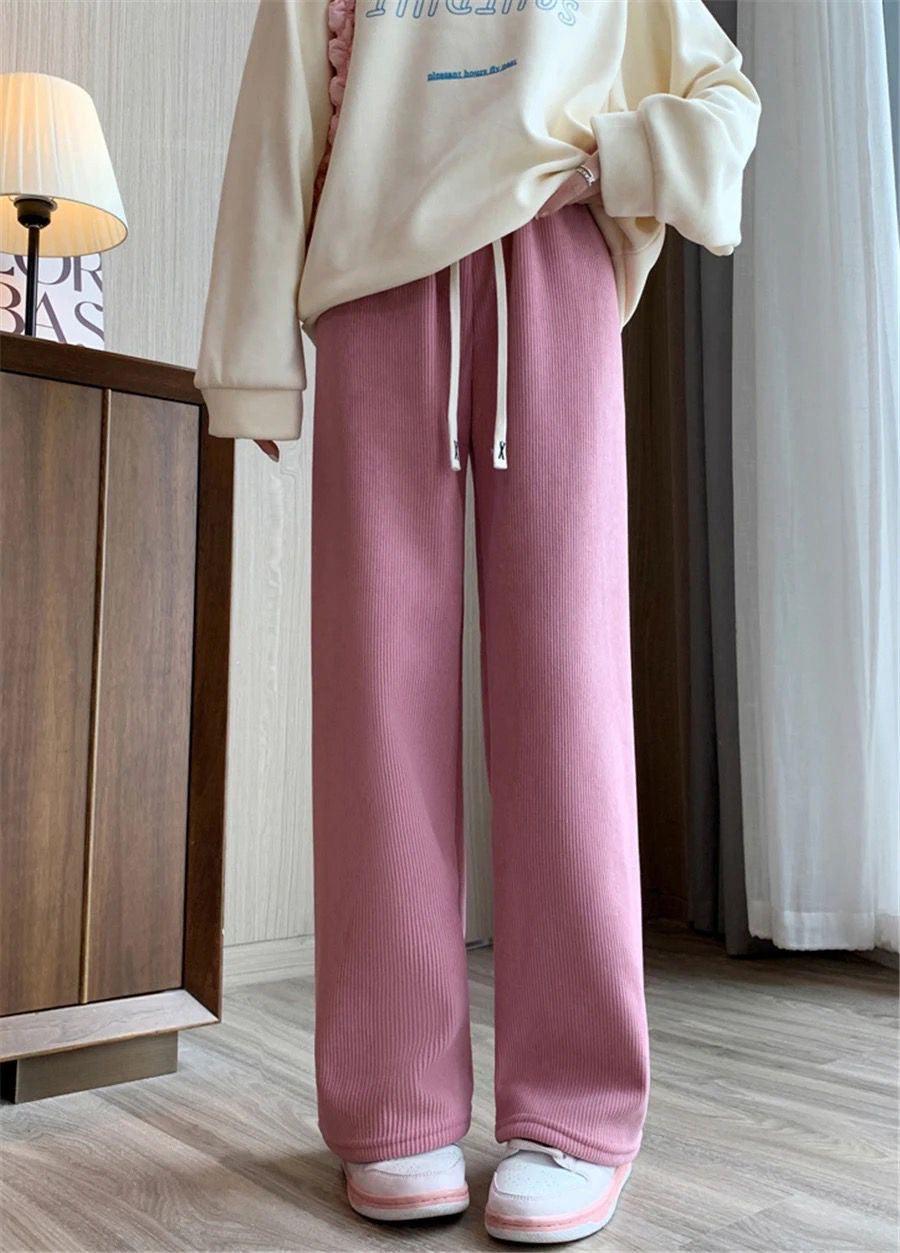 Marley Wide Leg Fleece Pants In Olive