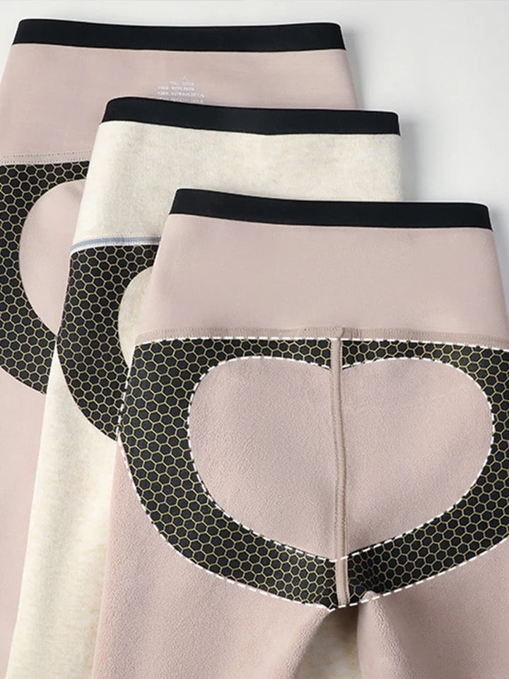 Martha Slimming Premium Fleece Leggings with Buttons In Olive