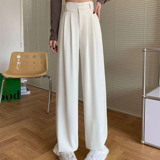 Crest Wide Leg High Waist Pants In Beige
