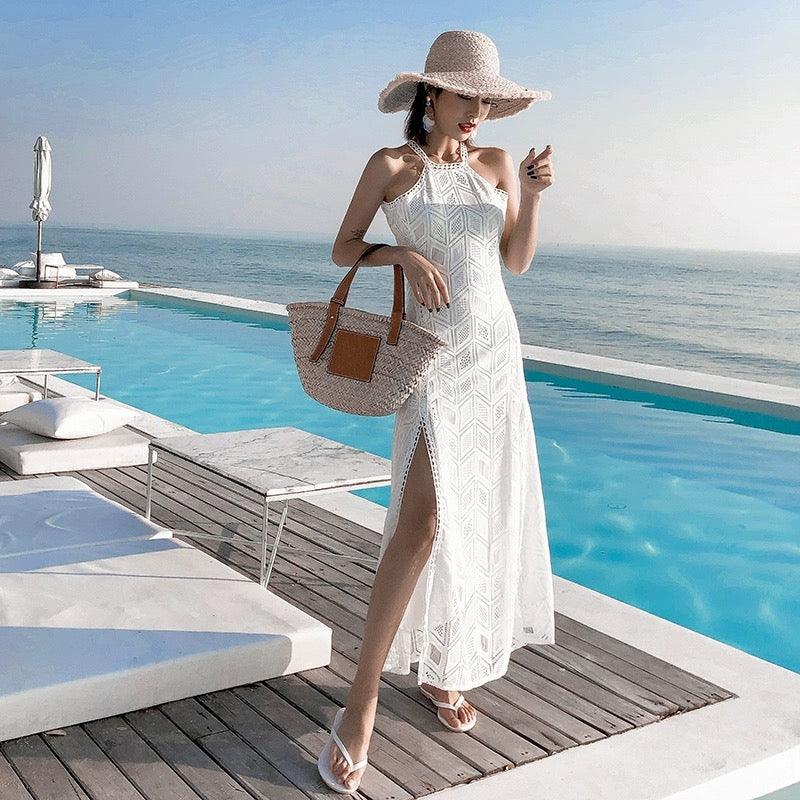 Rubecca Slit Maxi Dress in White