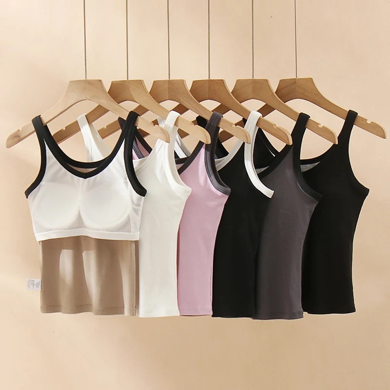 Bagatelle Tank Tops with Inbuilt Bra In Grey