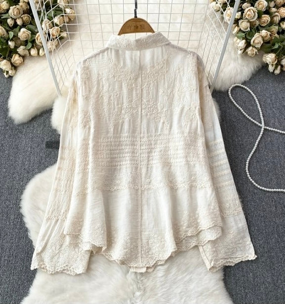 Fory Premium Embroidered Cotton Shirts In Beige