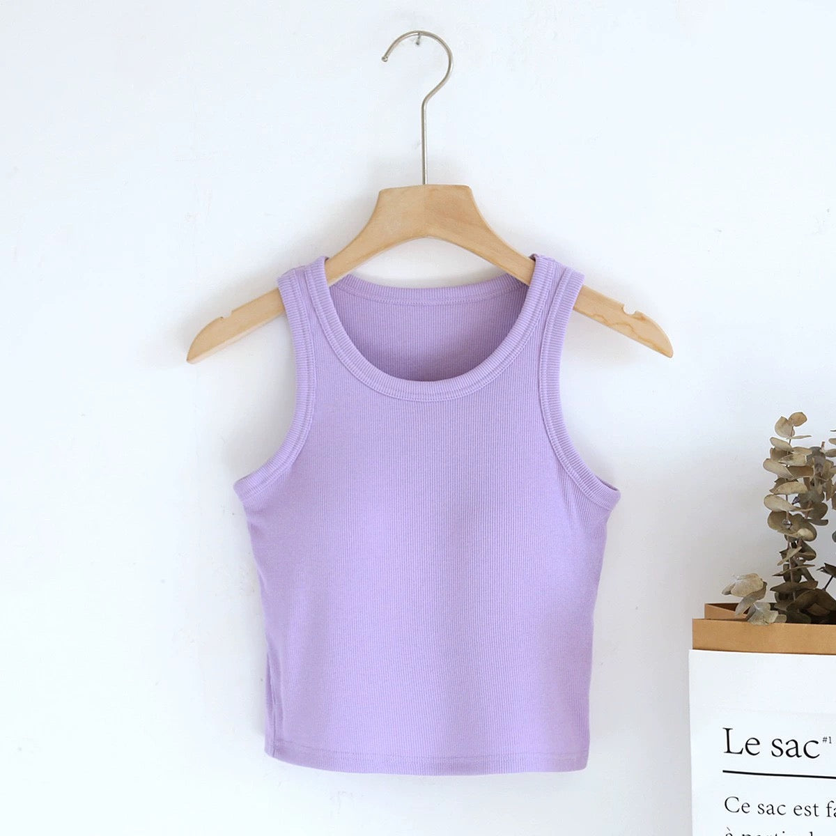 Luked Tank Tops with Inbuilt Bra In Blue