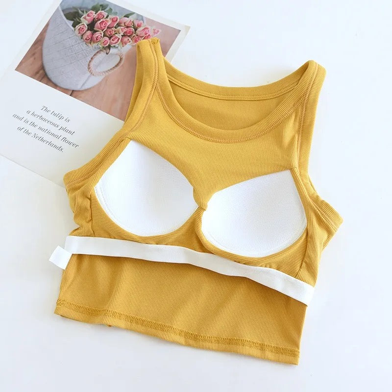 Amway Tank Tops with Inbuilt Bra In Yellow