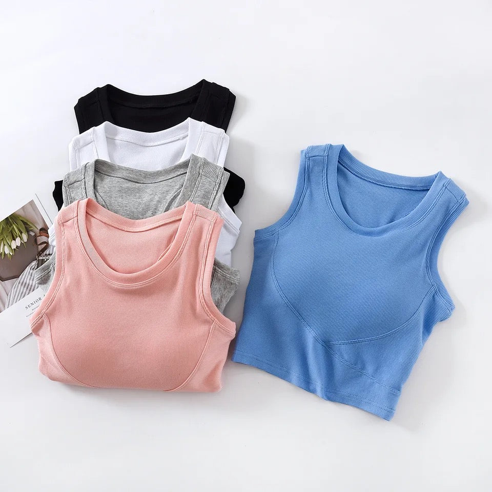 Baco Tank Tops with Inbuilt Bra In Peach