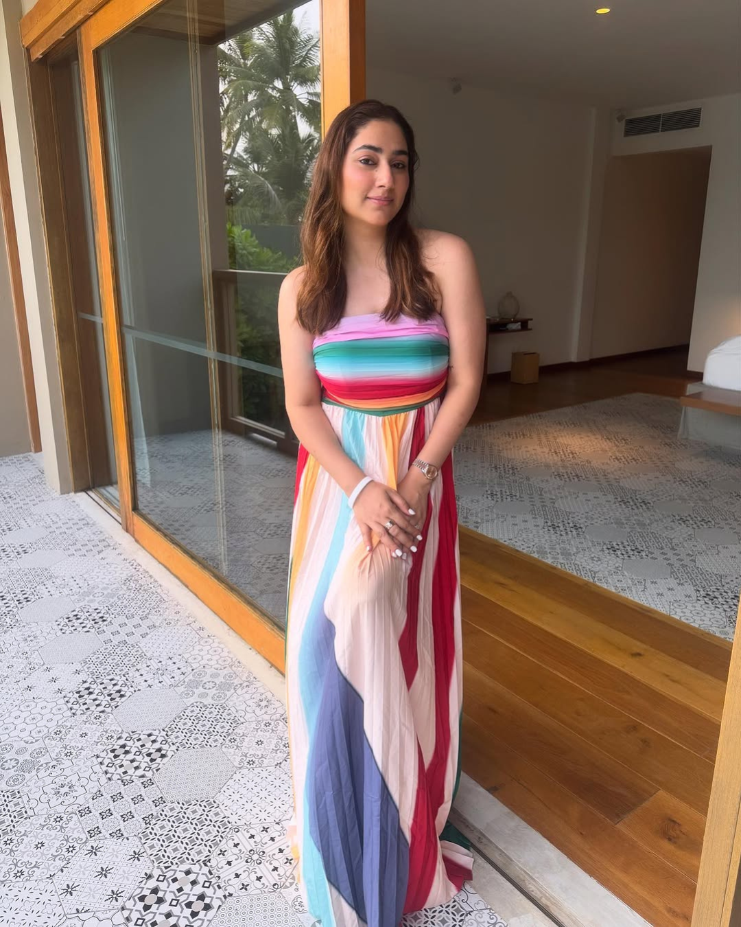 Mulberry Offshoulder Pleated Maxi Dress