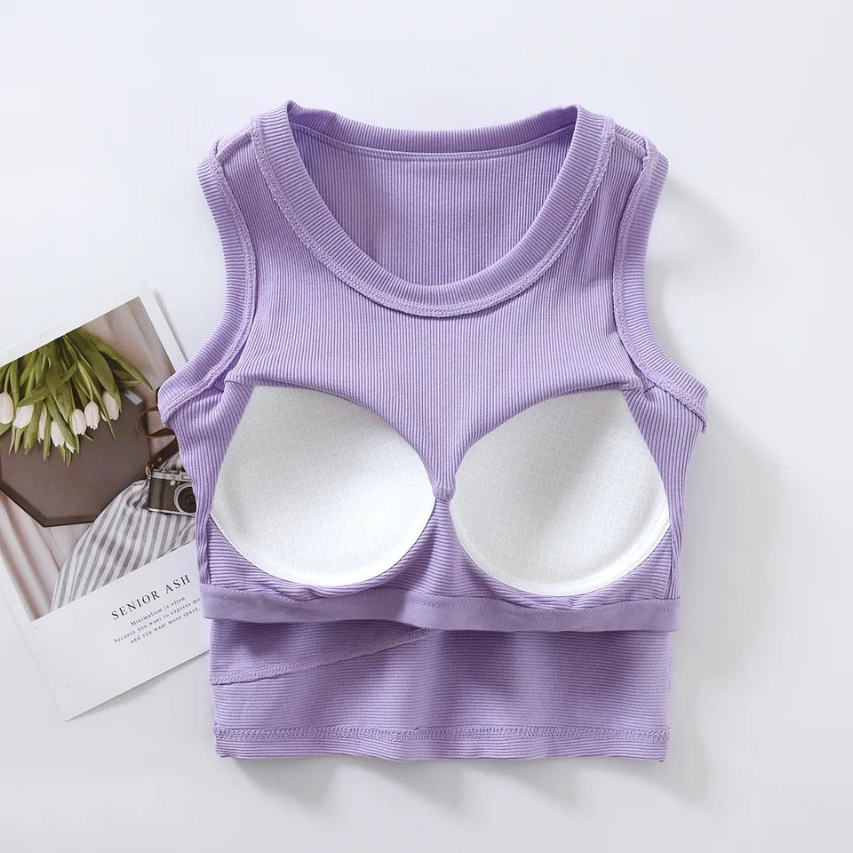 Baco Tank Tops with Inbuilt Bra In Blue