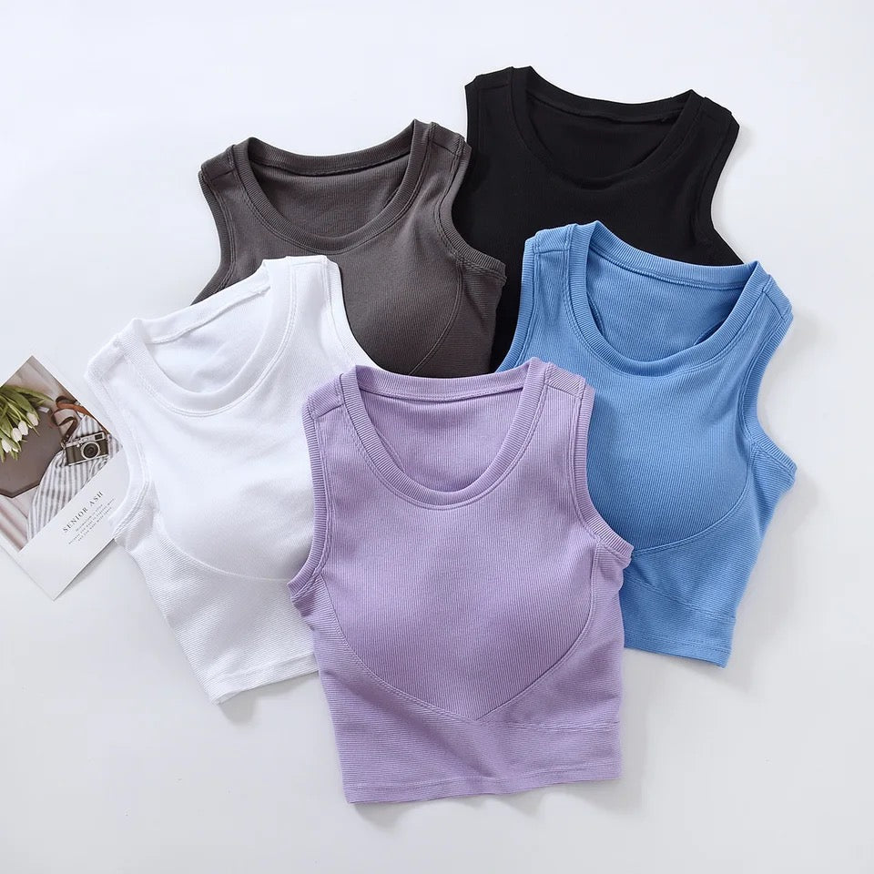 Baco Tank Tops with Inbuilt Bra In White