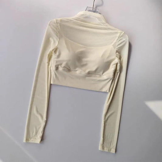 Terra Seamless Top with Inbuilt Bra In Beige