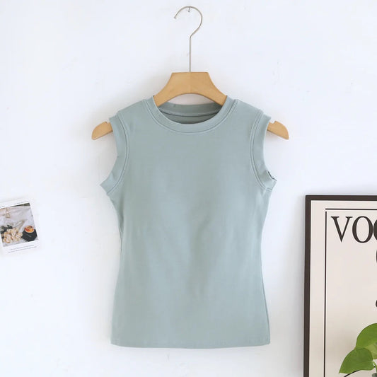 Joyce Tank Tops with Inbuilt Bra In Mint Green