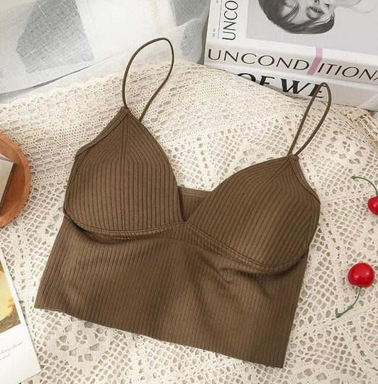 Jerry Tank Tops with Inbuilt Bra In Brown