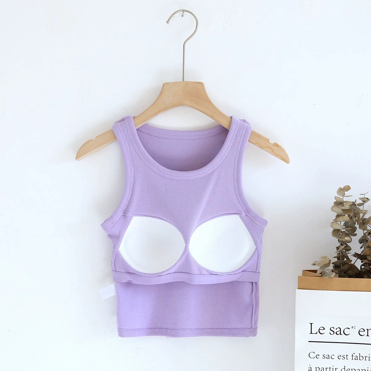 Luked Tank Tops with Inbuilt Bra In Blue