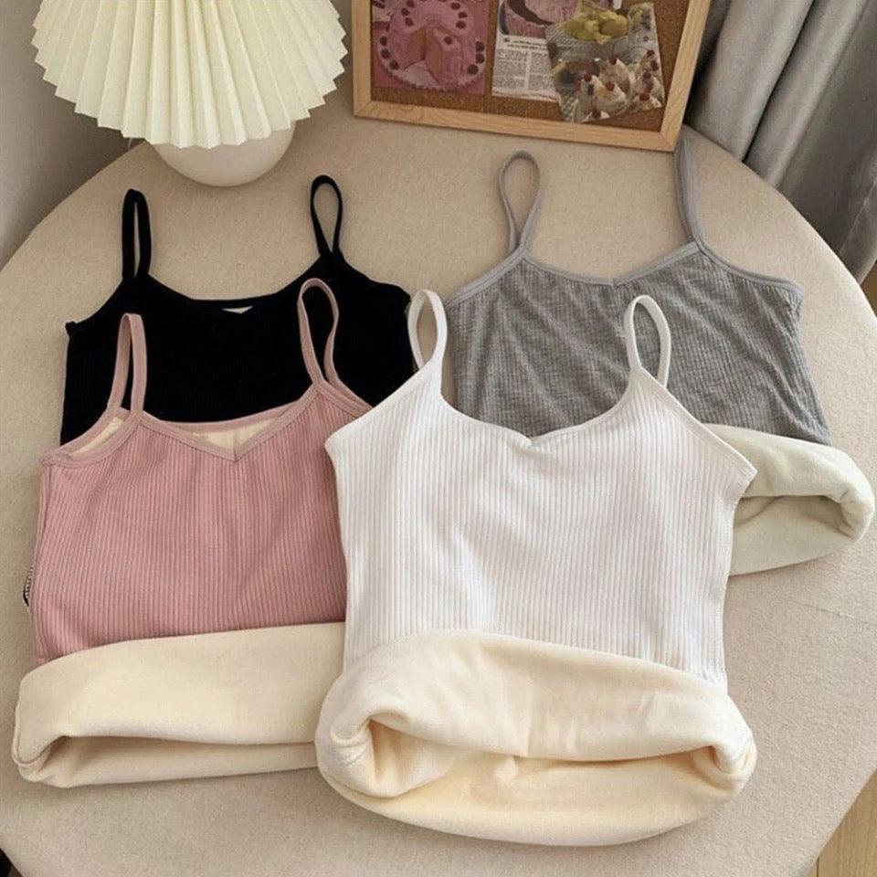 Saler Warm Tank Tops with Fleece Lining In Grey