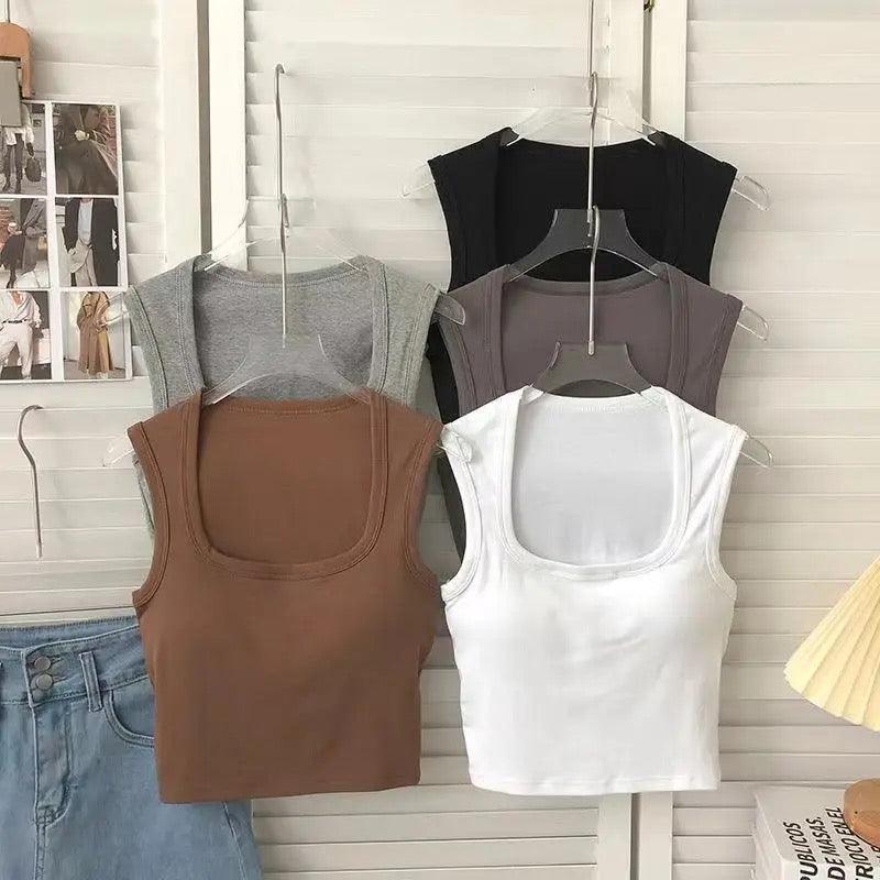 Kelly Tank Tops with Inbuilt Bra In Black