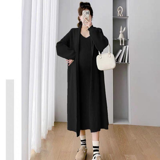 Manie Bodycon Dress with Woolen Coat In Black