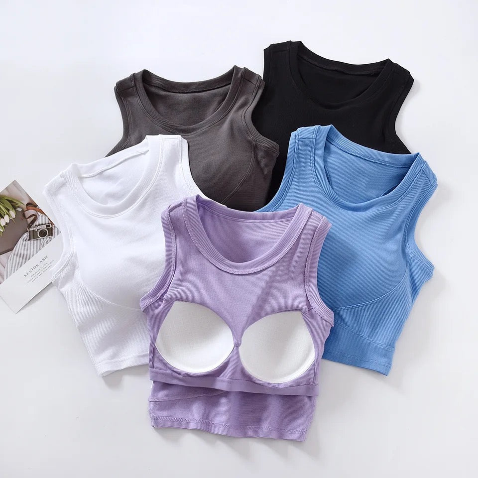 Baco Tank Tops with Inbuilt Bra In Lilac