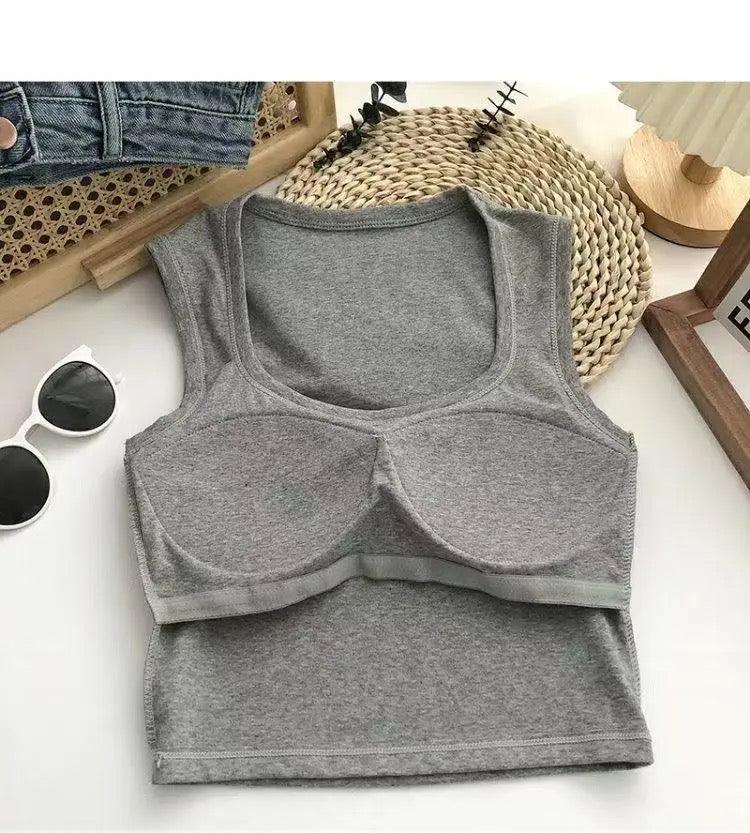Kelly Tank Tops with Inbuilt Bra In Grey