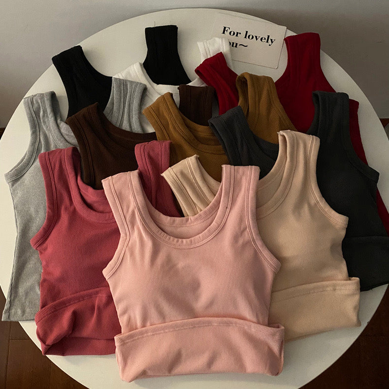 Stormie Tank Tops with Inbuilt Bra Brown