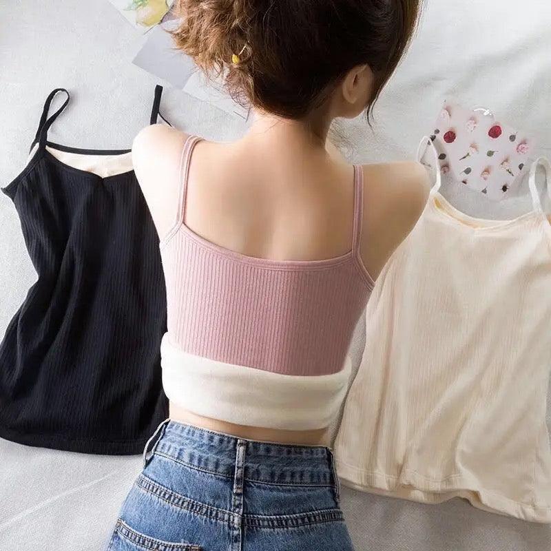 Saler Warm Tank Tops with Fleece Lining In Grey