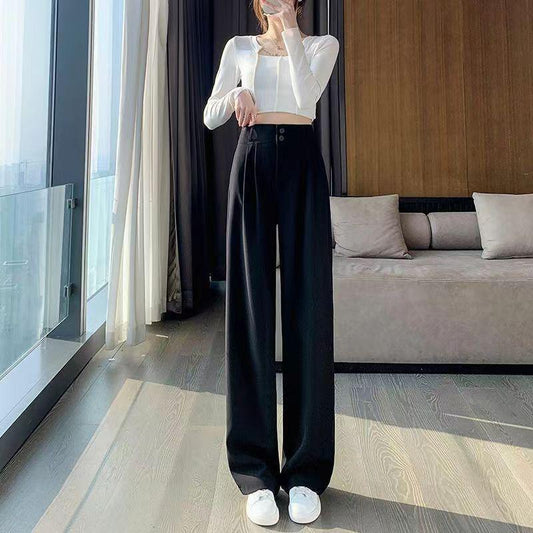 Crest Wide Leg High Waist Pants In Black