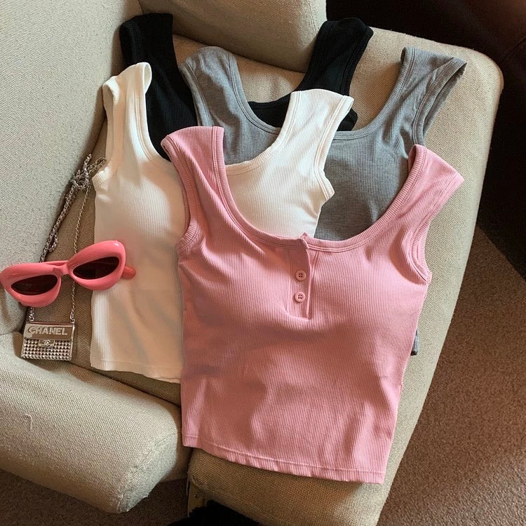 Maria Tank Tops with Inbuilt Bra In Black