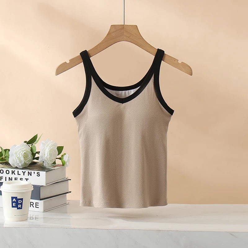 Bagatelle Tank Tops with Inbuilt Bra In Grey