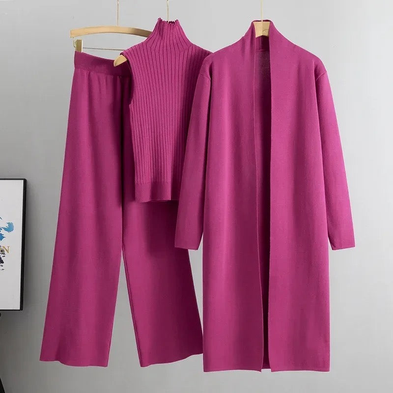 Aubrey Luxe Winter Coord Set with Cape In Pink