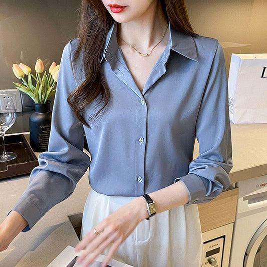 Rador Luxury Satin Shirts In Blue