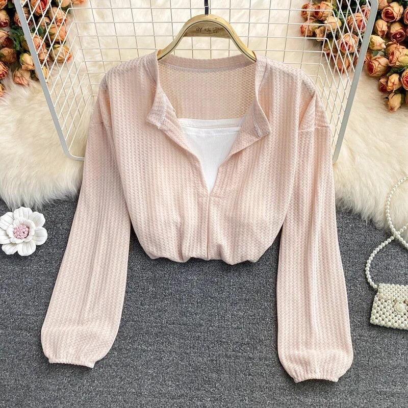 Laurel Full Sleeve Summer Tops In Beige