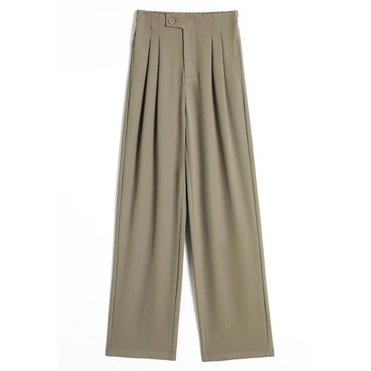 Redra Buttoned High Waist Pants In Olive