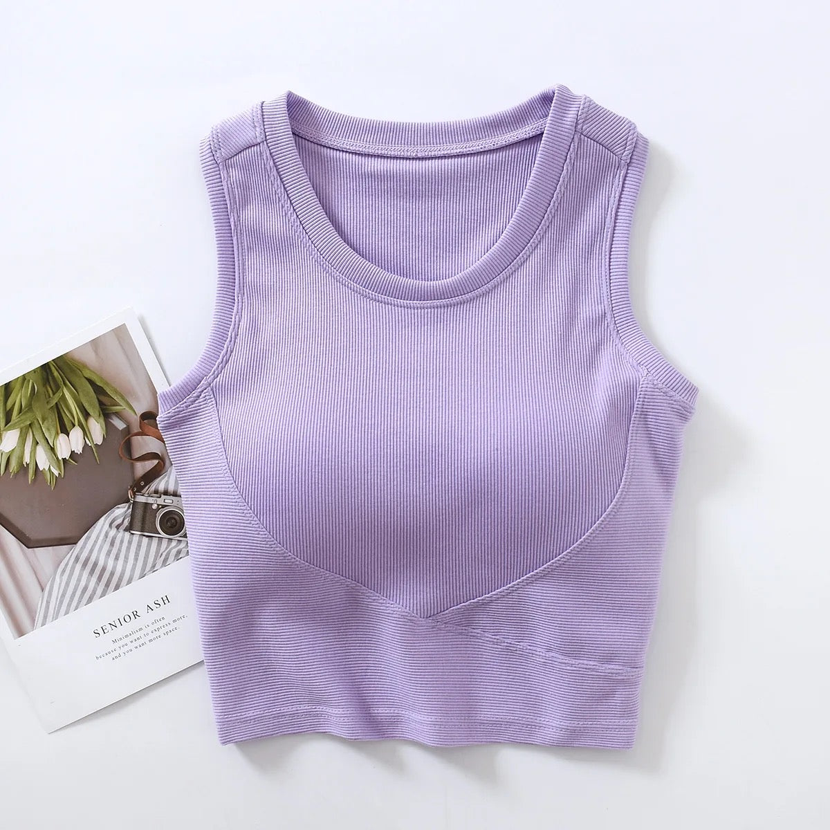 Baco Tank Tops with Inbuilt Bra In White