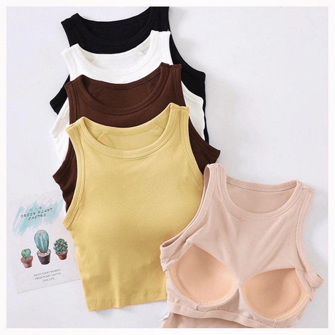 Nicole Tank Tops with Inbuilt Bra In Brown