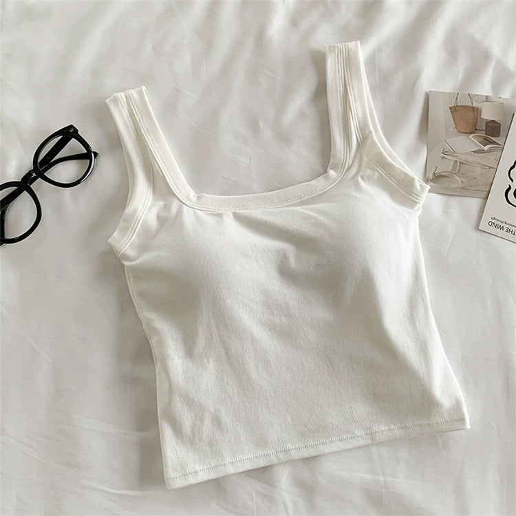 Jared Tank Tops with Inbuilt Bra In White