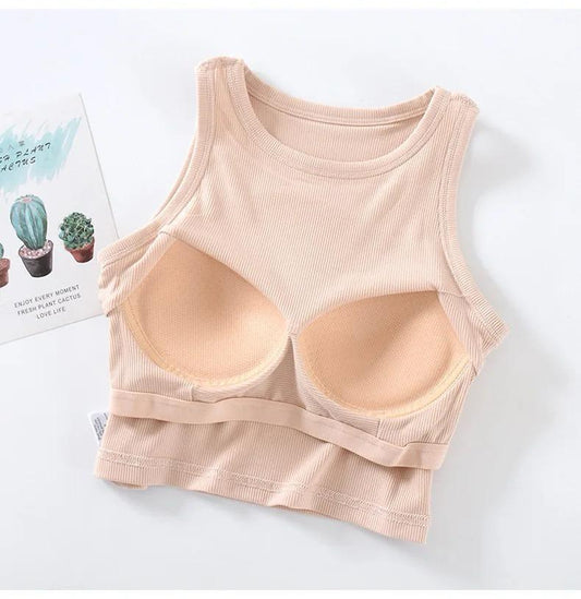 Nicole Tank Tops with Inbuilt Bra In Peach