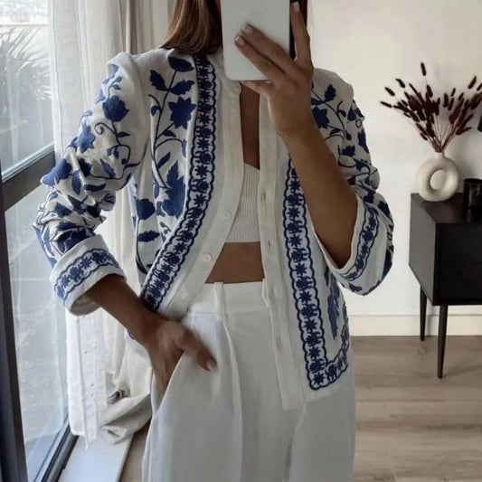 Marlin Embroidered Summer Top In White