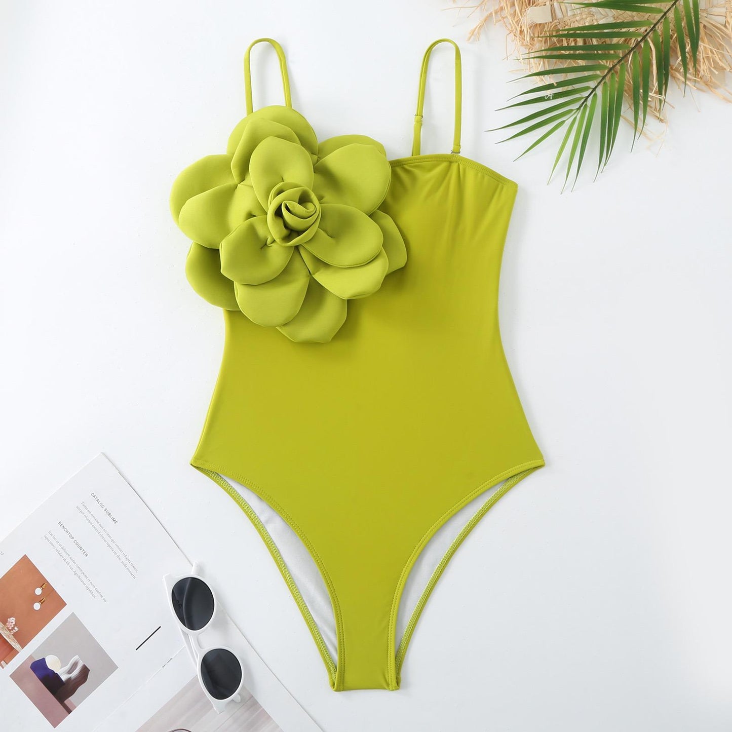 Kelly Rosette Swimsuit With Skirt In Neon