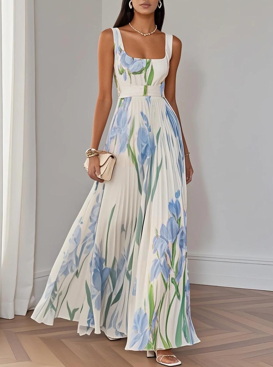 Pansy Floral Statement Maxi Dress In White