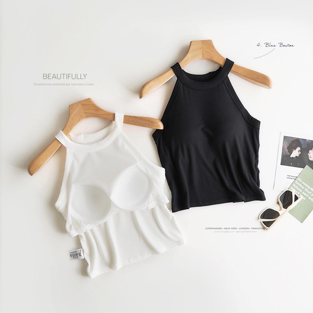 Hani Tank Tops With Inbuilt Bra In Black