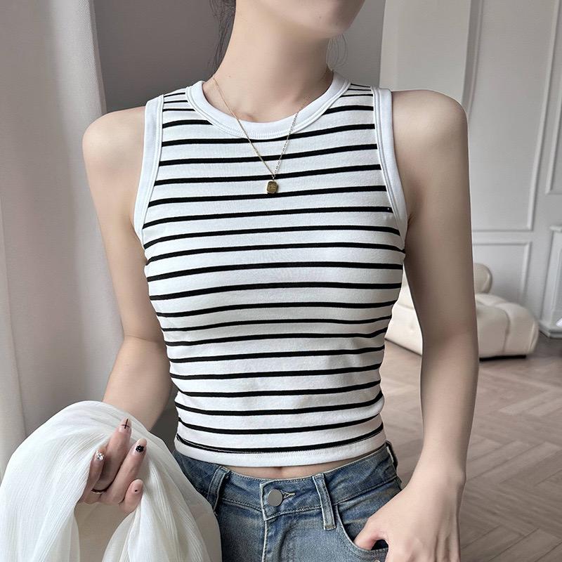 Ocean Striped Knit Summer Top In White
