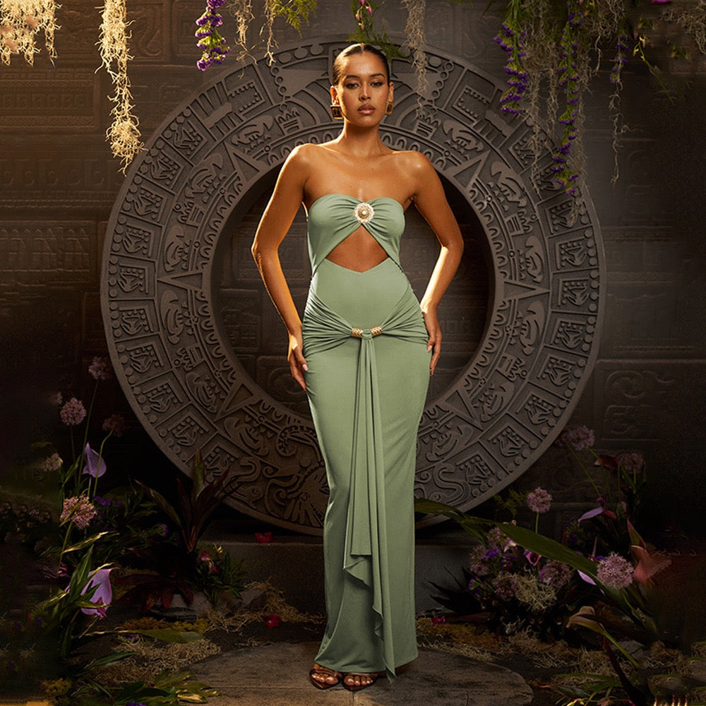 Freza Bodycon Maxi Dress In Pista Green