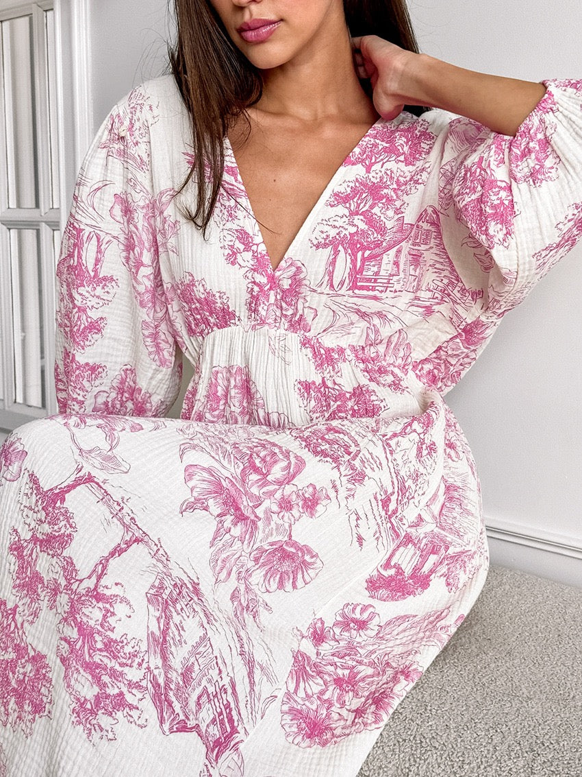 Stellan Cotton Holiday Dress In Pink
