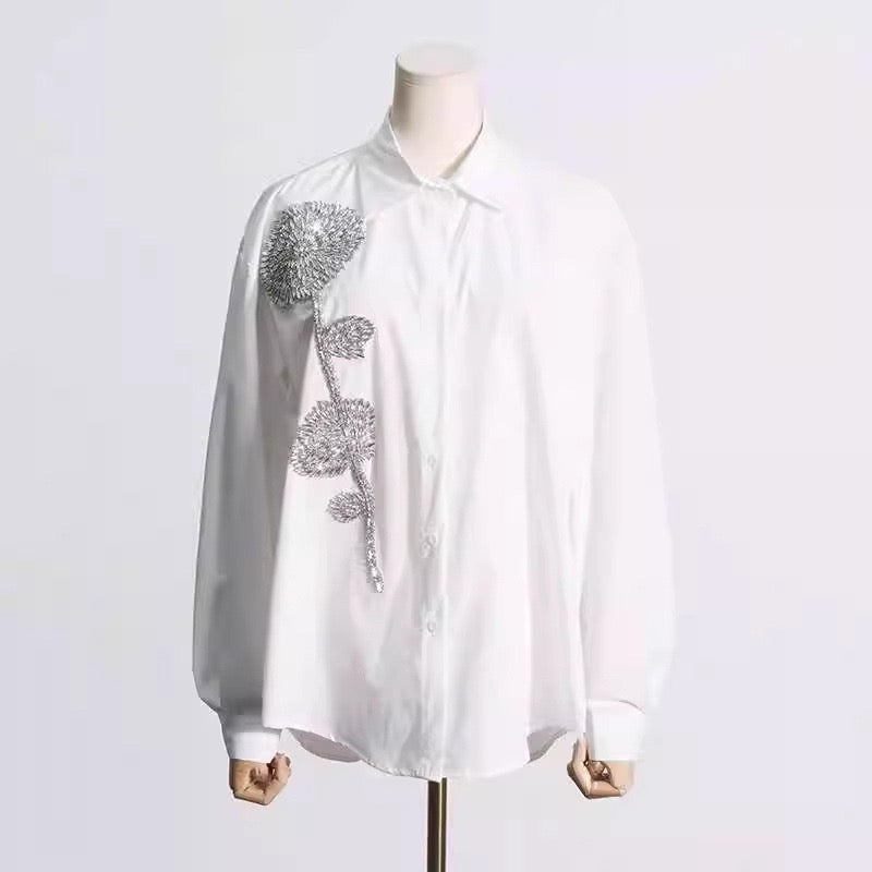 Bjorn Embellished Oversized Shirt In White