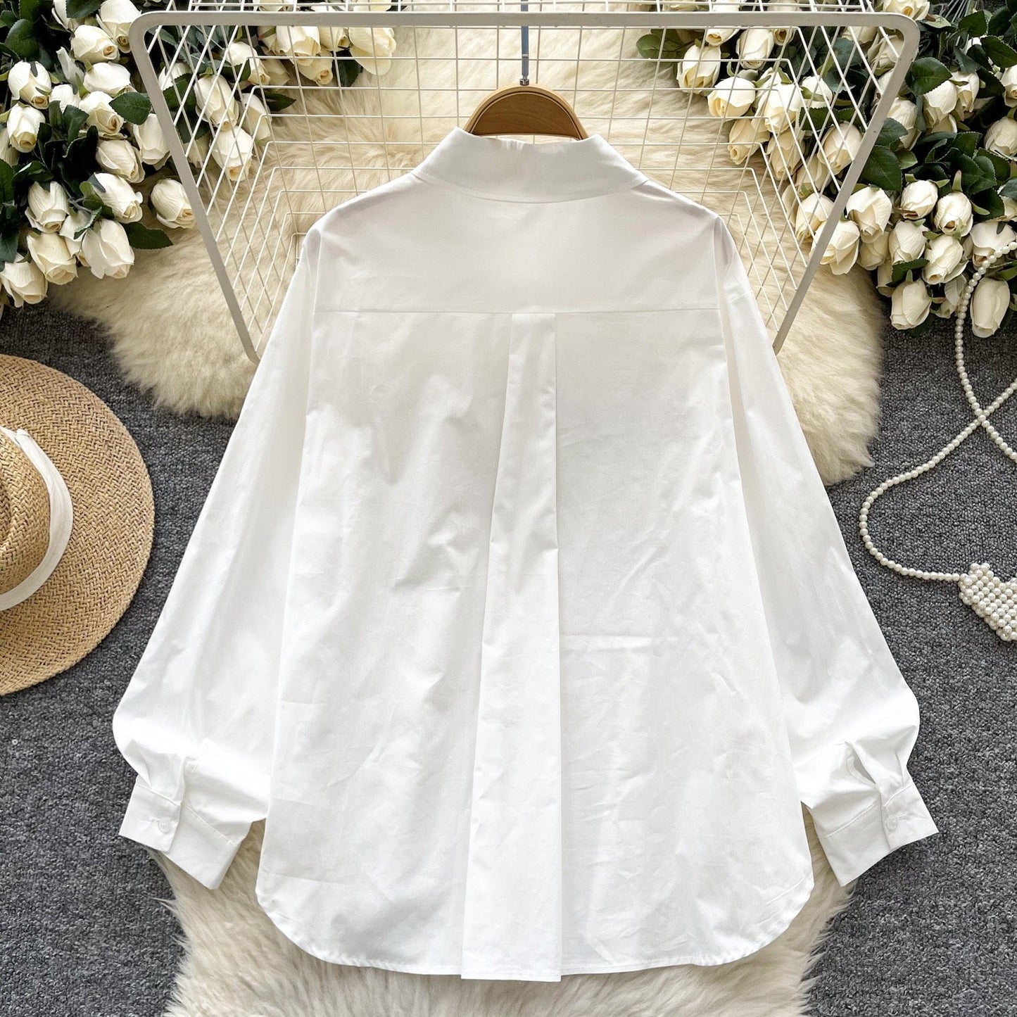 Bjorn Embellished Oversized Shirt In White