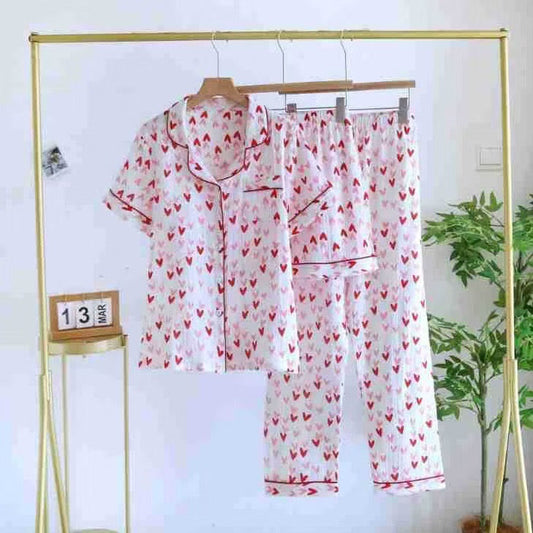 Alba Heart Cotton Nightsuit- Set Of 3