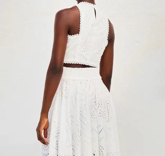 Celine Eyelet Summer Coord Set In White