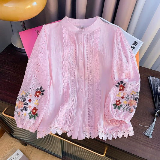 Nera Statement Summer Top In Light Pink