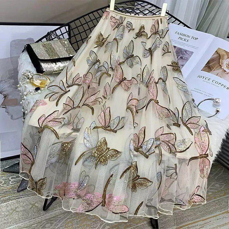 Hansel Embroidered Skirt In Beige