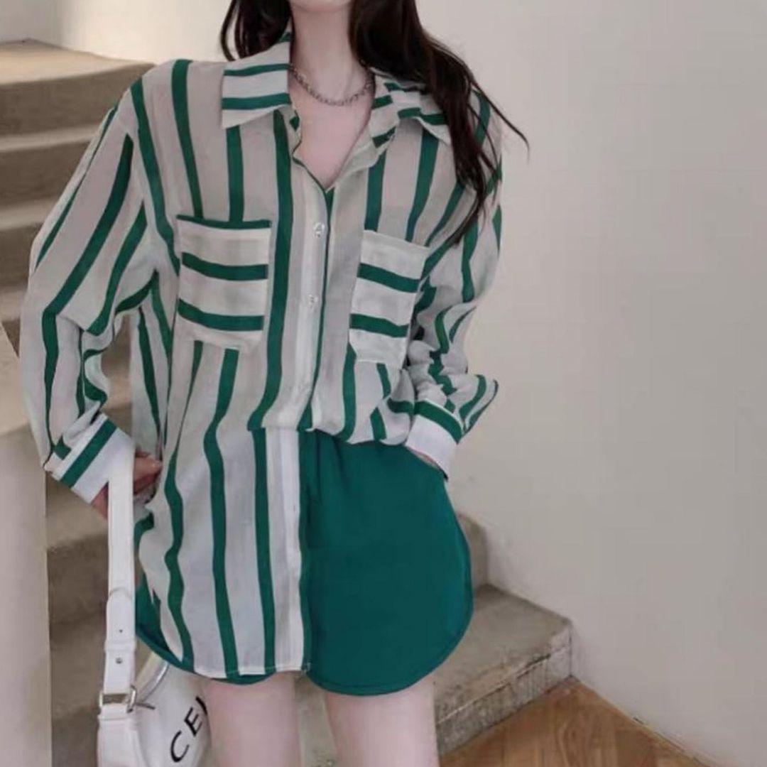 Ibiza Striped Holiday Shirts In Green