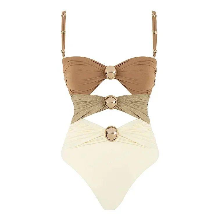 Mariku Luxe Swimsuit with Skirt In Beige