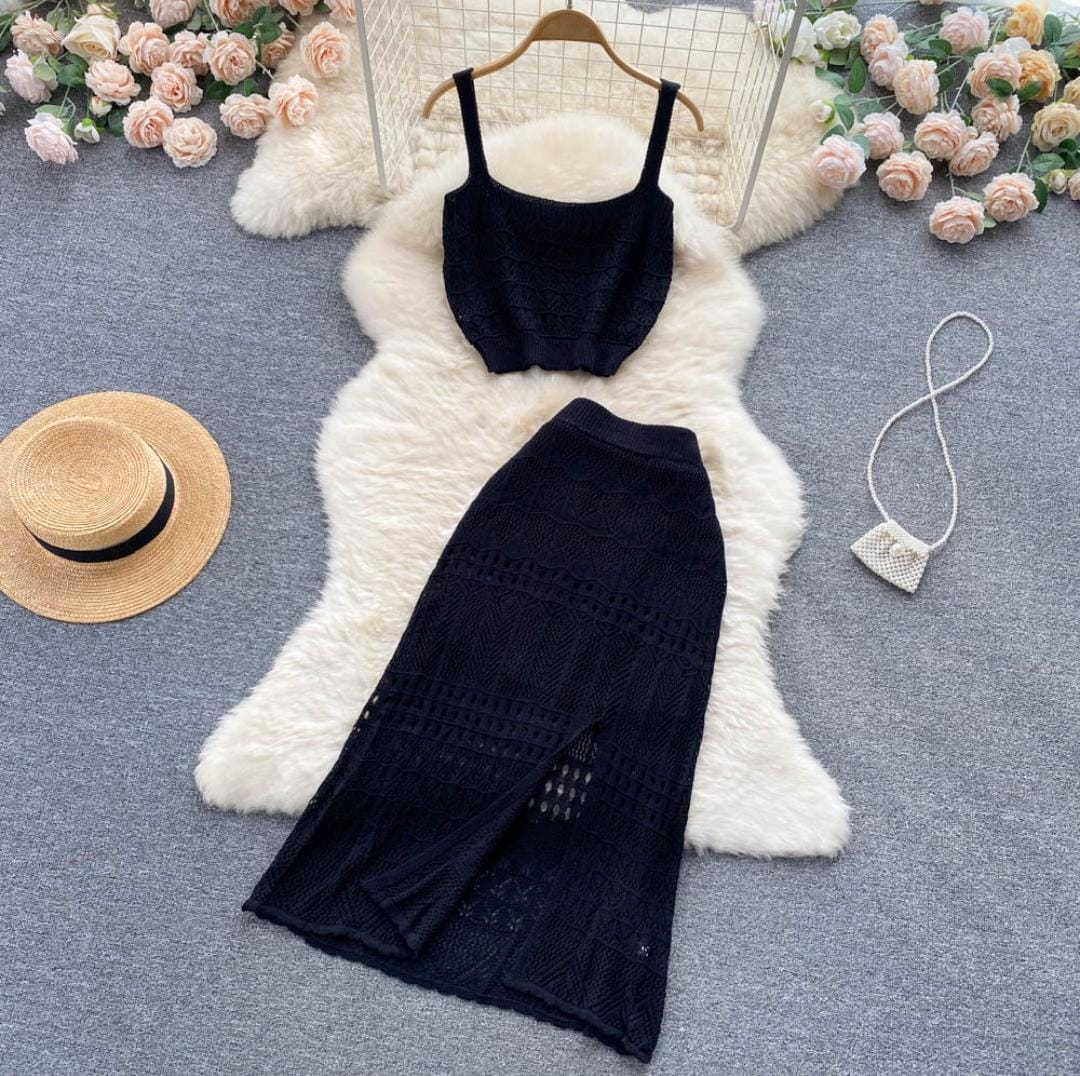 Esme Crochet Coord Set In White